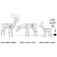 3 PCS Christmas Lights Reindeers 250 LED Decorations Jingle Jollys thumbnail