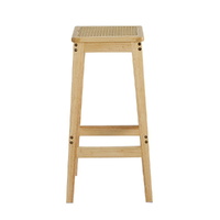 Artiss 2x Bar Stools Rubber Wood Stool Counter Chair Rattan Barstools Kitchen thumbnail