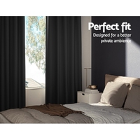 Artiss 2X Blockout Curtains Eyelet 140x230cm Black thumbnail