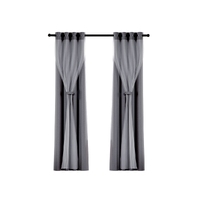 Artiss 2X 132x160cm Blockout Sheer Curtains Charcoal thumbnail