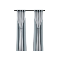 Artiss 2X 132x160cm Blockout Sheer Curtains Light Grey thumbnail