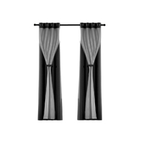Artiss 2X 132x213cm Blockout Sheer Curtains Black thumbnail