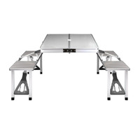Weisshorn Folding Camping Table Outdoor Picnic BBQ With 2 Bench Chairs Set thumbnail