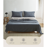 Cosy Club Cotton Bed Sheets Set Navy Grey Cover Double thumbnail