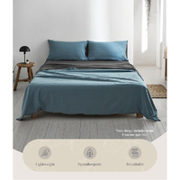 Cosy Club Cotton Bed Sheets Set Blue Grey Cover Single thumbnail