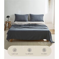 Cosy Club Cotton Bed Sheets Set Navy Grey Cover Single thumbnail