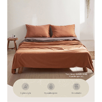 Cosy Club Cotton Bed Sheets Set Orange Brown Cover Single thumbnail
