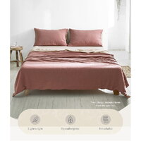 Cosy Club Cotton Bed Sheets Set Red Beige Cover Single thumbnail