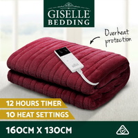 Giselle Electric Throw Rug Heated Blanket Fleece Red thumbnail