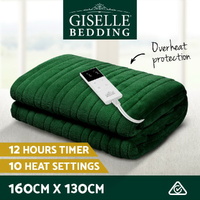 Giselle Electric Throw Rug Heated Blanket Washable Snuggle Flannel Winter Green thumbnail