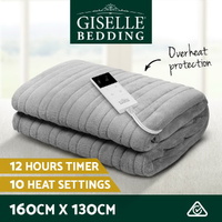 Giselle Bedding Heated Electric Throw Rug Fleece Sunggle Blanket Washable Silver thumbnail