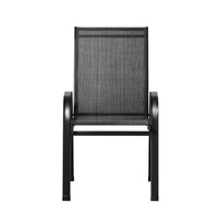 Gardeon 2PC Outdoor Dining Chairs Stackable Lounge Chair Patio Furniture Black thumbnail