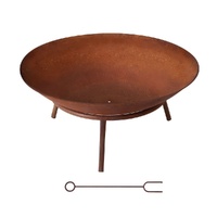 Grillz 56cm Fire Pit Iron Rustic Bowl Outdoor thumbnail