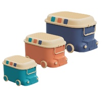 Keezi 3PCS Toy Storage Box Cute Car Toy Container Kids Toys Organiser Snack Boxes thumbnail