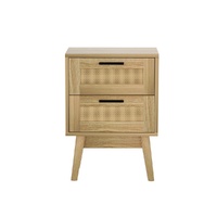Artiss Rattan Bedside Table 2 Drawers Wood - RIE Oak thumbnail