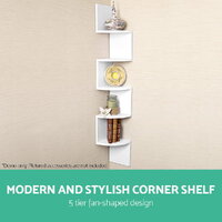 Artiss Wall Shelf Corner Floating 5-Tier White thumbnail