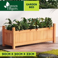 Green Fingers Garden Bed 90x30x33cm Wooden Planter Box Raised Container Growing thumbnail