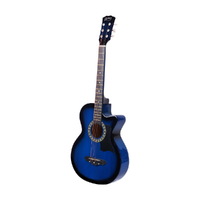 Alpha 38 Inch Acoustic Guitar Wooden Body Steel String Full Size w/ Stand Blue thumbnail