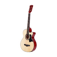 Alpha 38 Inch Acoustic Guitar Wooden Body Steel String Full Size Cutaway Wood thumbnail