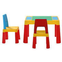 Keezi 3PCS Kids Table and Chairs Set Activity Toys Storage Box Desk Blocks thumbnail