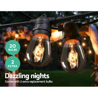 20m LED Festoon String Lights Outdoor Christmas Wedding Waterproof Garden Decor thumbnail