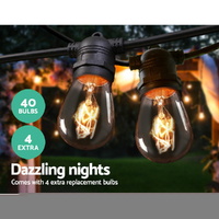 38m LED Festoon String Lights Outdoor Christmas Wedding Waterproof Garden Decor thumbnail