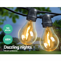 68m LED Festoon String Lights Outdoor Christmas Decorations Wedding Garden Party thumbnail