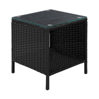Gardeon Coffee Side Table Wicker Desk Rattan Outdoor Furniture Garden Black thumbnail