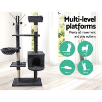 i.Pet Cat Tree 140cm Tower Scratching Post Scratcher Trees Toys Condo Bed Grey thumbnail