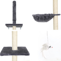 i.Pet Cat Tree 260cm Tower Scratching Post Scratcher Floor to Ceiling Cats Bed Dark Grey thumbnail