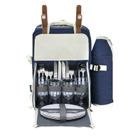 Alfresco 4 Person Picnic Basket Set Backpack Bag Insulated Blue thumbnail