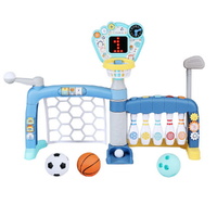 Keezi Kids Basketball Hoop Stand Bowling Baseball Golf Game Sports Toys Set Blue thumbnail