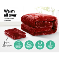 Giselle Bedding Faux Mink Quilt Burgundy Queen thumbnail