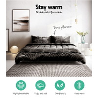 Giselle Bedding Faux Mink Quilt Charcoal King thumbnail