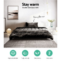 Giselle Bedding Faux Mink Quilt Charcoal Single thumbnail