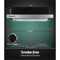 Devanti 600mm Range Hood 60cm Slide out Rangehood Stainless Steel thumbnail