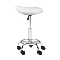 Artiss Salon Stool Saddle Swivel Chair White thumbnail
