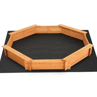 Keezi Kids Sandpit Wooden Round Sand Pit with Cover Bench Seat Beach Toys 182cm thumbnail