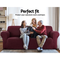 Artiss Sofa Cover Couch Covers 3 Seater Stretch Burgundy thumbnail
