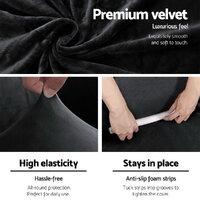 Artiss Sofa Cover Couch Covers 2 Seater Velvet Black thumbnail