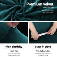 Artiss Sofa Cover Couch Covers 3 Seater Velvet Agate Green thumbnail