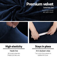 Artiss Sofa Cover Couch Covers 3 Seater Velvet Sapphire thumbnail