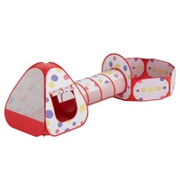 Keezi Kids Playhouse Play Tent Pop Up Teepee Ball Pit Tunnel Basketball Hoop Red thumbnail