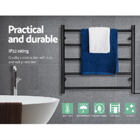 Devanti Electric Heated Towel Rail Rack 5 Bars Wall Mounted Clothes Dry Warmer thumbnail