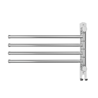 Towel Rail Rack Holder 4 Bars Wall Mounted Stainless Steel Swivel Hanging Hook thumbnail