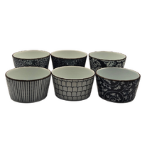 Ceramic Bakeware Set Blue Patterned Ramekins Set of 6 thumbnail