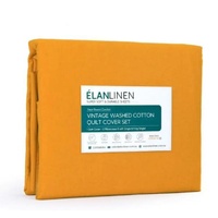Elan Linen 100% Egyptian Cotton Vintage Washed 500TC Mustard King Quilt Cover Set thumbnail