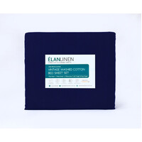 Elan Linen 100% Egyptian Cotton Vintage Washed 500TC Navy Blue King Single Bed Sheets Set thumbnail