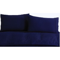 Elan Linen 100% Egyptian Cotton Vintage Washed 500TC Navy Blue Super King Quilt Cover Set thumbnail
