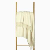 Oxford Throw - Merino Wool Blend - Ivory thumbnail